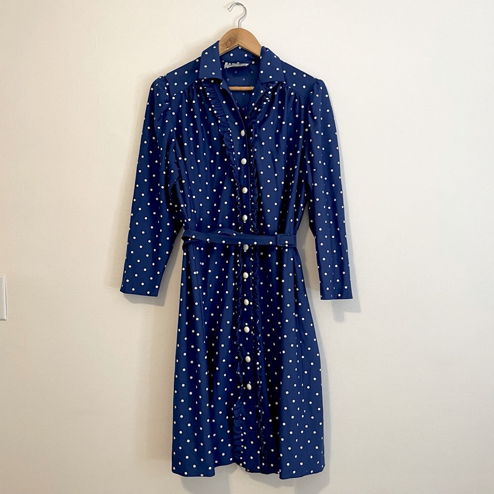 Vintage Electric Blue Polka Dot Dress